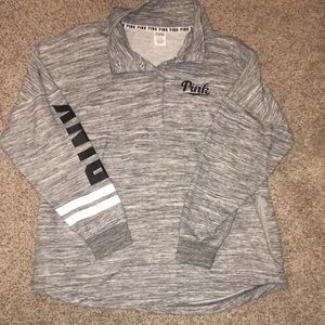 PINK button up Crewneck